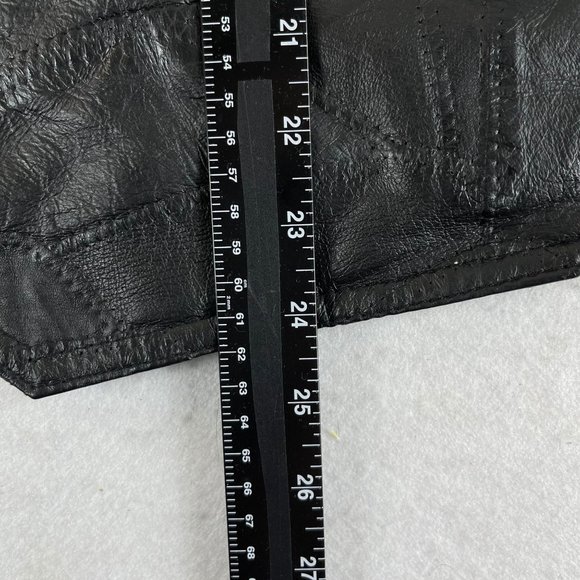 NWOT NAVARRE LEATHER CO Mens L Black Leather Motorcycle Biker Snap Up Vest - Picture 7 of 10